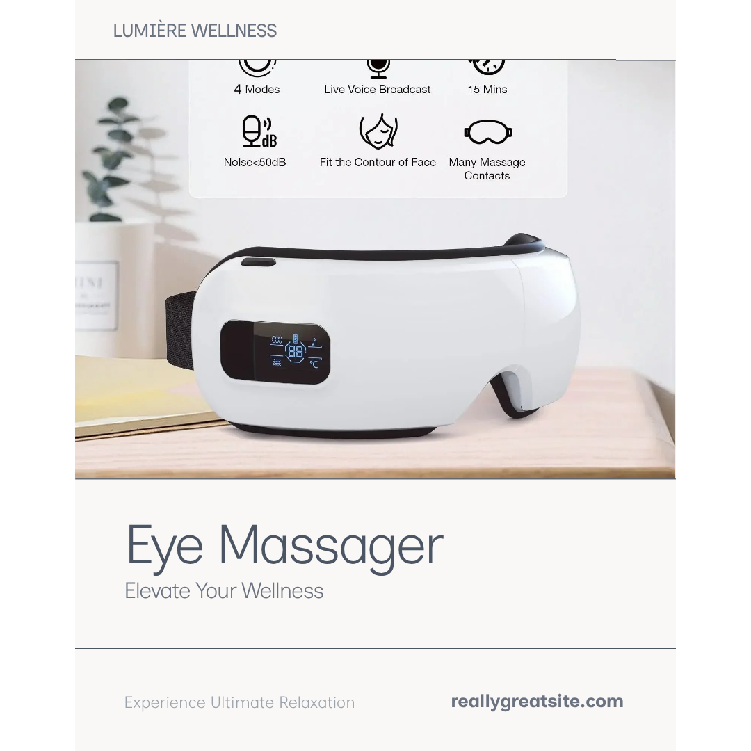 Lumière Bluetooth Anti-Fatigue Eye Massager – clean product presentation