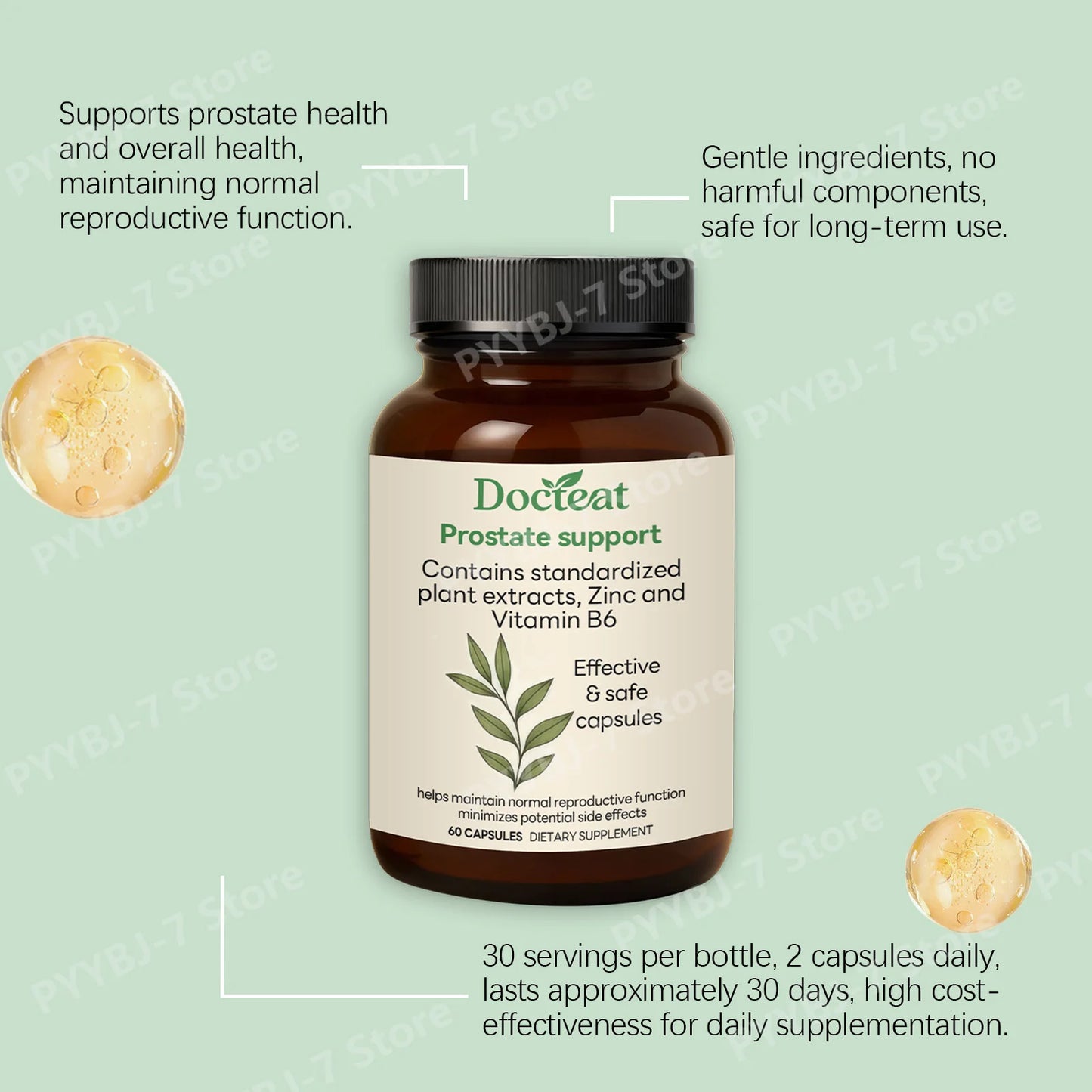 Prostate Support Capsules for Men Saw Palmetto 300mg Nettle Root Extract Zinc Vitamin B6 Wellness Daily Supplement