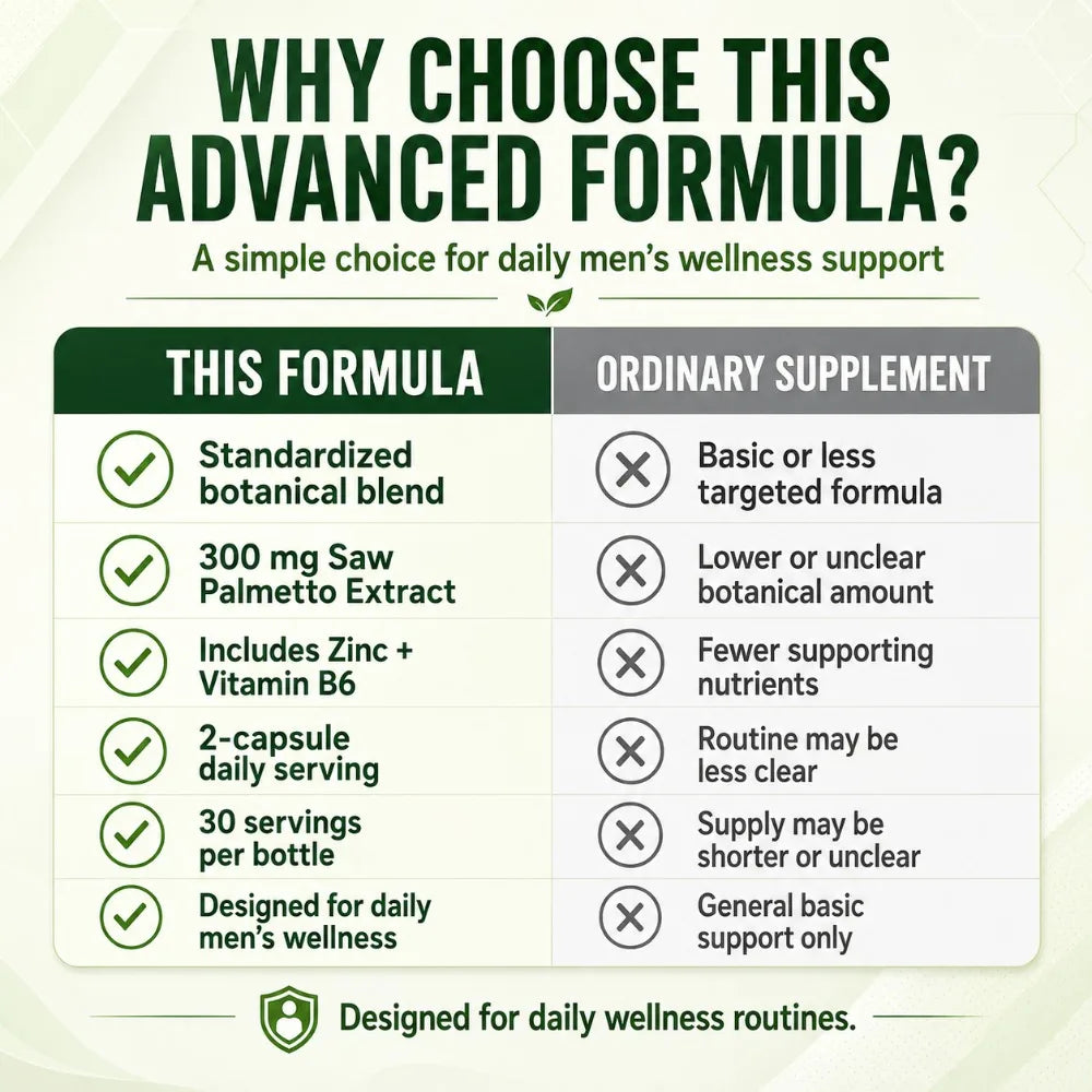 Prostate Support Capsules for Men Saw Palmetto 300mg Nettle Root Extract Zinc Vitamin B6 Wellness Daily Supplement