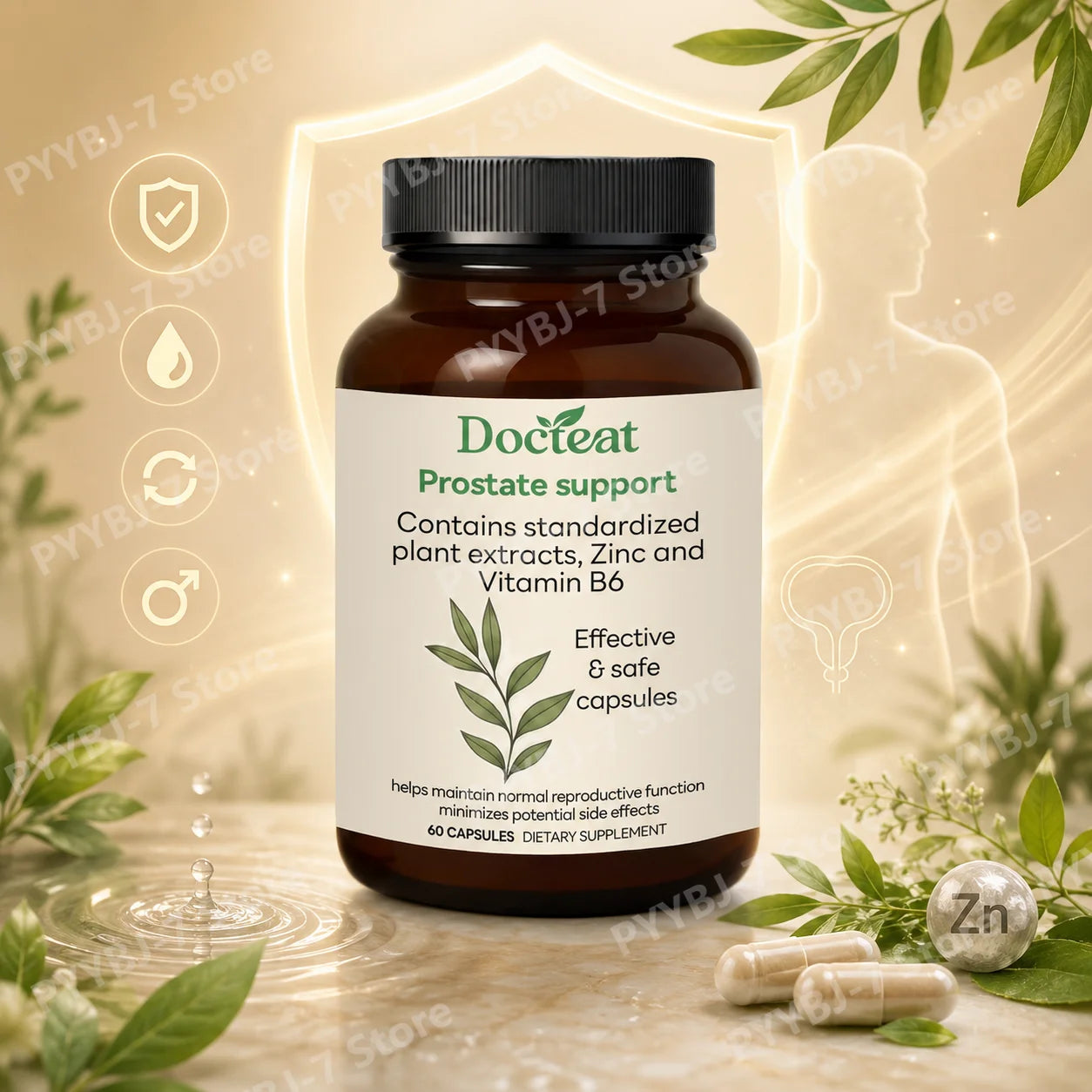 Prostate Support Capsules for Men Saw Palmetto 300mg Nettle Root Extract Zinc Vitamin B6 Wellness Daily Supplement